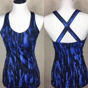 Lululemon 🍋 X Back Tank Top Blue/Black Abstract